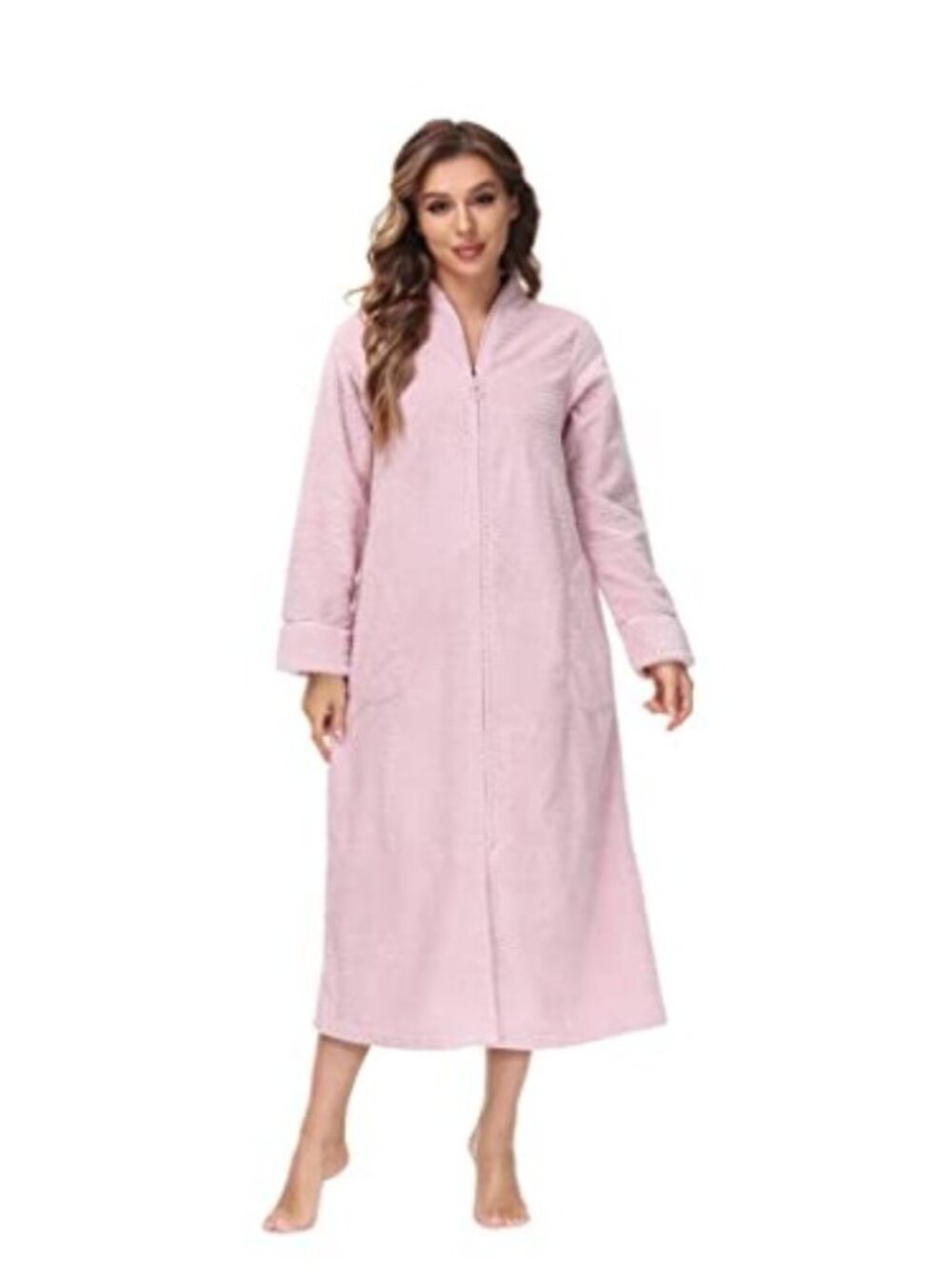 INK+IVY Embossed Plush Front Zip Robe Chalky Rose 2XL 022164165128 - NL/WT New